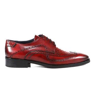 Duca Italian Men's Designer Shoes Crust Cocco Rosso Oxfords (DS3009)-AmbrogioShoes