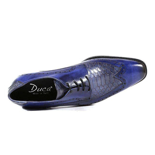 Duca Italian Mens Shoes Crust Cocco Two-Tone Celeste Oxfords (D3008)-AmbrogioShoes