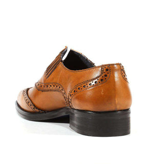 Duca Italian Men's Designer Shoes Crust Leather Wing-tip Oxford (DS2102)-AmbrogioShoes