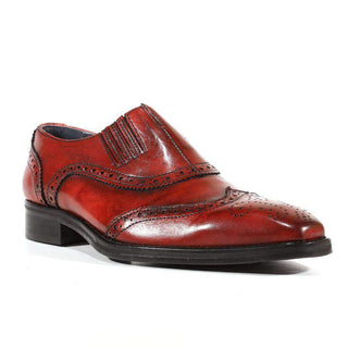 Duca Italian Men's Designer Shoes Crust Leather Wing-tip Oxford (DS2102)-AmbrogioShoes
