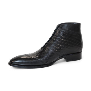 Duca Lauro Men's Shoes Black Calf-Skin Leather Boots (D1161)-AmbrogioShoes