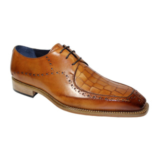Duca Lavinio Men's Shoes Cognac Calf-Skin Leather/Croco Print Oxfords (D1036)-AmbrogioShoes