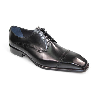 Duca Lombardi Men's Shoes Black Calf-Skin Leather Oxfords (D1157)-AmbrogioShoes