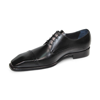 Duca Lombardi Men's Shoes Black Calf-Skin Leather Oxfords (D1157)-AmbrogioShoes