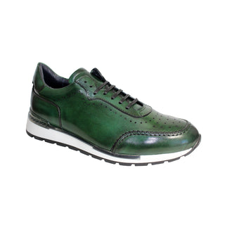 Duca Marini Men's Shoes Green Calf-Skin Leather Sneakers (D1045)-AmbrogioShoes