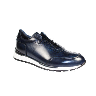 Duca Marini Men's Shoes Navy Calf-Skin Leather Sneakers (D1046)-AmbrogioShoes
