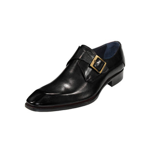 Duca Massa Men's Shoes Black Calf-Skin Leather Monkstrap Loafers (D1133)-AmbrogioShoes