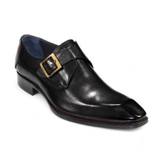 Duca Massa Men's Shoes Black Calf-Skin Leather Monkstrap Oxfords (D1133)-AmbrogioShoes