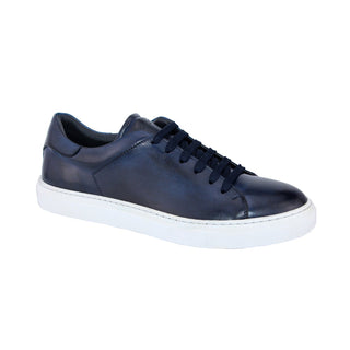 Duca Monza Men's Shoes Navy Calf-Skin Leather Sneakers (D1054)-AmbrogioShoes