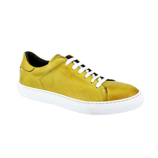 Duca Monza Men's Shoes Yellow Calf-Skin Leather Sneakers (D1057)-AmbrogioShoes