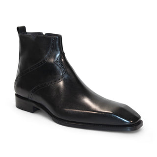 Duca Pedaso Men's Shoes Black Calf-Skin Leather Boots (D1166)-AmbrogioShoes