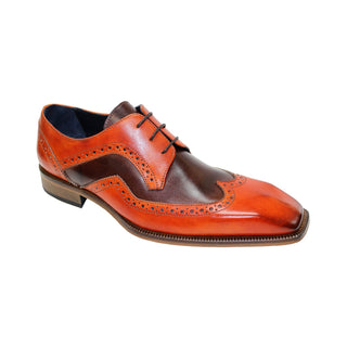 Duca Saranno Men's Shoes Orange/Chocolate Calf-Skin Leather Oxfords (D1062)-AmbrogioShoes