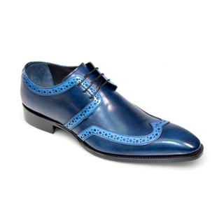 Duca Savona Men's Shoes Navy/Light Blue Calf-Skin Leather Oxfords (D1065)-AmbrogioShoes