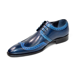 Duca Savona Men's Shoes Navy/Light Blue Calf-Skin Leather Oxfords (D1065)-AmbrogioShoes