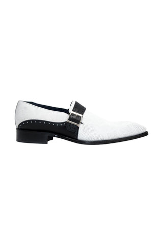 Duca Sezze Men’s Shoes Snake Embossed Calf-Skin Leather Single Monk-Strap (D1172)