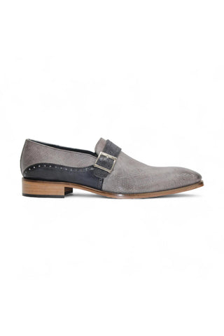 Duca Sezze Men’s Shoes Snake Embossed Calf-Skin Leather Single Monk-Strap (D1172)