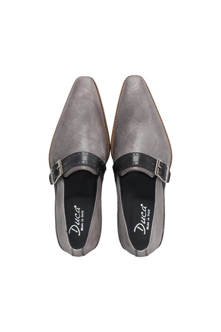 Duca Sezze Men’s Shoes Snake Embossed Calf-Skin Leather Single Monk-Strap (D1172)