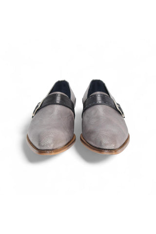 Duca Sezze Men’s Shoes Snake Embossed Calf-Skin Leather Single Monk-Strap (D1172)