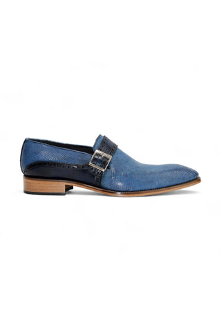 Duca Sezze Men’s Shoes Snake Embossed Calf-Skin Leather Single Monk-Strap (D1172)