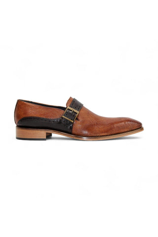 Duca Sezze Men’s Shoes Snake Embossed Leather Single Monk-Strap (D1172)