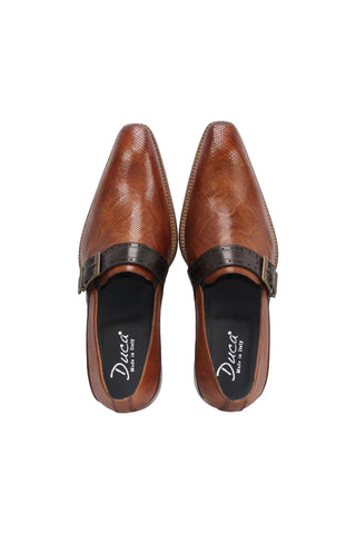 Duca Sezze Men’s Shoes Snake Embossed Leather Single Monk-Strap (D1172)