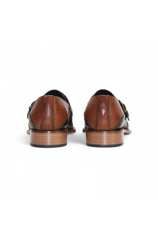 Duca Sezze Men’s Shoes Snake Embossed Leather Single Monk-Strap (D1172)