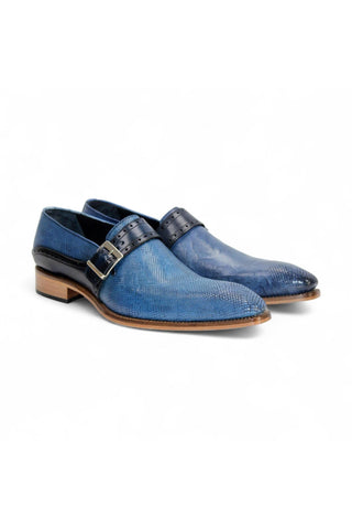 Duca Sezze Men’s Shoes Snake Embossed Leather Single Monk-Strap (D1172)