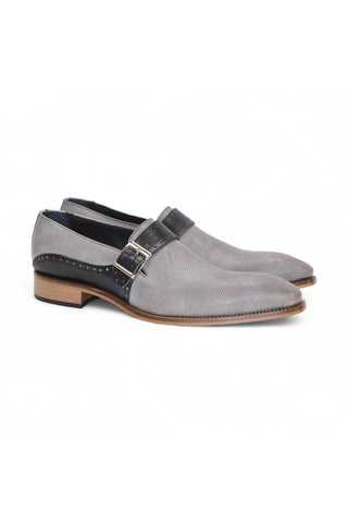 Duca Sezze Men’s Shoes Snake Embossed Leather Single Monk-Strap (D1172)