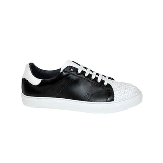 Duca Sorrento Men's Shoes Black/White Calf Sneakers (D1106)-AmbrogioShoes