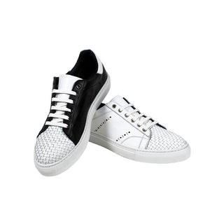 Duca Sorrento Men's Shoes Black/White Calf Sneakers (D1106)-AmbrogioShoes