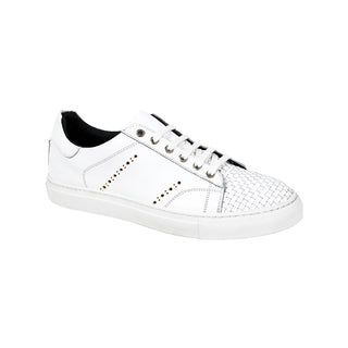 Duca Sorrento Men's Shoes White Calf Sneakers (D1105)-AmbrogioShoes