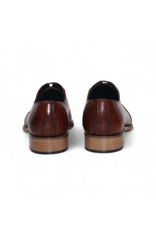 Duca Spoleto I Embossed Crocodile / Ostrich / Lizard Skin Print Calf-Skin Leather Oxford (D1185)-AmbrogioShoes