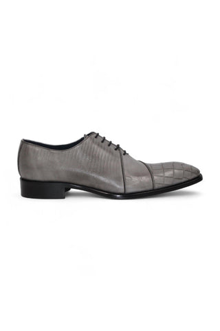 Duca Spoleto I Embossed Crocodile / Ostrich / Lizard Skin Print Calf-Skin Leather Oxford (D1185)-AmbrogioShoes