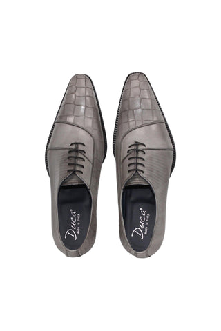 Duca Spoleto I Embossed Crocodile / Ostrich / Lizard Skin Print Calf-Skin Leather Oxford (D1185)-AmbrogioShoes