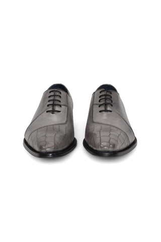 Duca Spoleto I Embossed Crocodile / Ostrich / Lizard Skin Print Calf-Skin Leather Oxford (D1185)-AmbrogioShoes