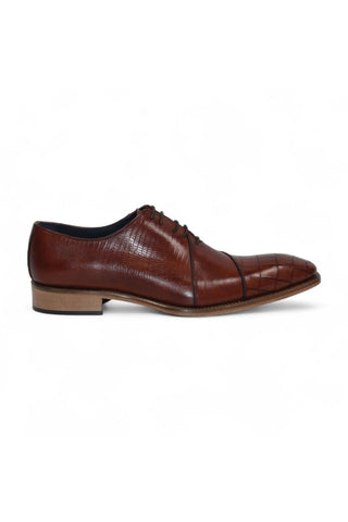 Duca Spoleto I Embossed Crocodile / Ostrich / Lizard Skin Print Calf-Skin Leather Oxford (D1185)-AmbrogioShoes