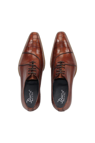 Duca Spoleto I Embossed Crocodile / Ostrich / Lizard Skin Print Calf-Skin Leather Oxford (D1185)-AmbrogioShoes