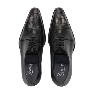 Duca Spoleto I Men's Shoes Embossed Crocodile / Ostrich / Lizard Skin Print Calf-Skin Leather Oxford (D1185)-AmbrogioShoes