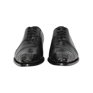 Duca Spoleto I Men's Shoes Embossed Crocodile / Ostrich / Lizard Skin Print Calf-Skin Leather Oxford (D1185)-AmbrogioShoes