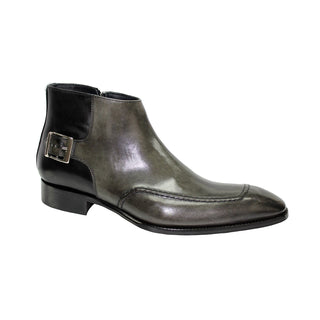Duca Taranto Men's Shoes Grey/Black Calf-Skin Leather Boots (D1077)-AmbrogioShoes