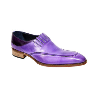 Duca Trani Men's Shoes Lavender/Purple Calf-Skin Leather Loafers (D1117)-AmbrogioShoes