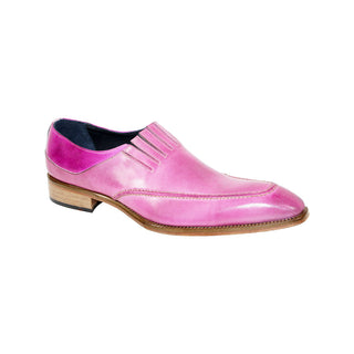 Duca Trani Men's Shoes Pink/Fuscia Calf-Skin Leather Loafers (D1118)-AmbrogioShoes