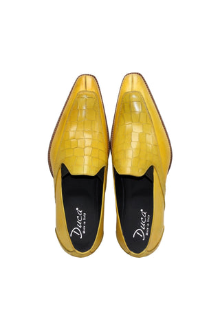 Duca Trento Men’s Shoes Crocodile Embossed Calf-Skin Leather Loafer (D1083)
