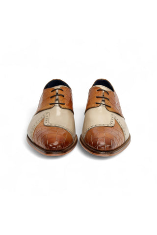 Duca Valentano Men’s Shoes Crocodile Embossed / Calf-Skin Leather Derby (D1089)