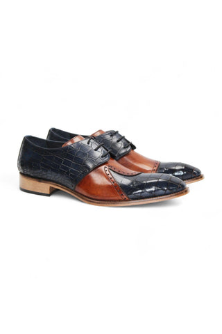 Duca Valentano Men’s Shoes Crocodile Embossed / Calf-Skin Leather Derby (D1089)