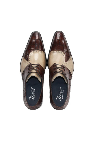 Duca Valentano Men’s Shoes Crocodile Embossed / Calf-Skin Leather Derby (D1089)