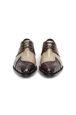Duca Valentano Men’s Shoes Crocodile Embossed / Calf-Skin Leather Derby (D1089)