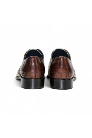 Duca Valentano Men’s Shoes Crocodile Embossed / Calf-Skin Leather Derby (D1089)