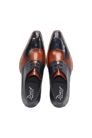 Duca Valentano Men’s Shoes Crocodile Embossed / Calf-Skin Leather Derby (D1089)