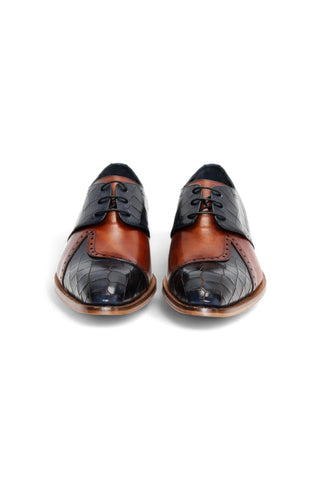 Duca Valentano Men’s Shoes Crocodile Embossed / Calf-Skin Leather Derby (D1089)